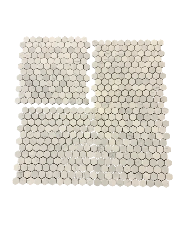 Carrara White Hexagon 1x1 Honed Marble Mosaic
