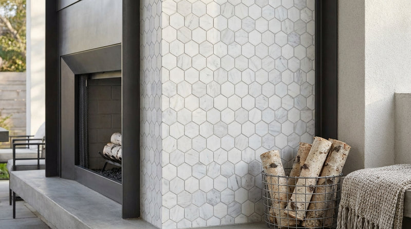 Carrara Whie 1x1 Polished Marble Hexagon Mosaic