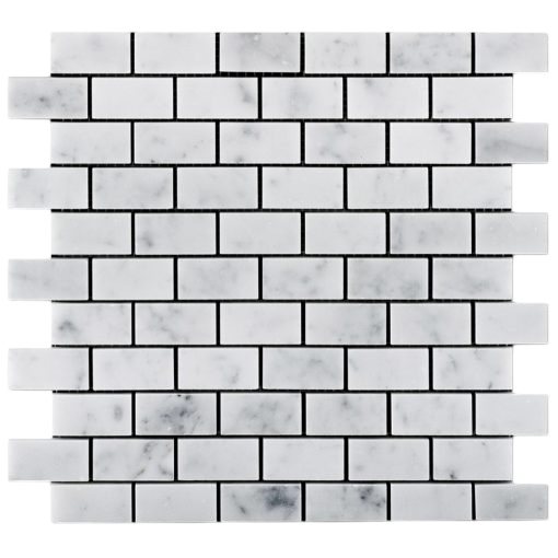 Carrara Whie 1x2 Honed Marble Brick Mosaic