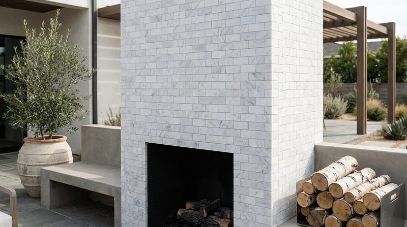 Carrara Whie 1x2 Honed Marble Brick Mosaic