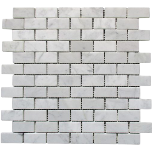 Carrara Whie 1x2 Polished Marble Brick Mosaic