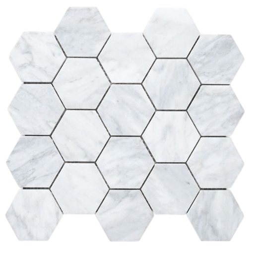 Carrara White Hexagon 2x2 Honed Marble Mosaic
