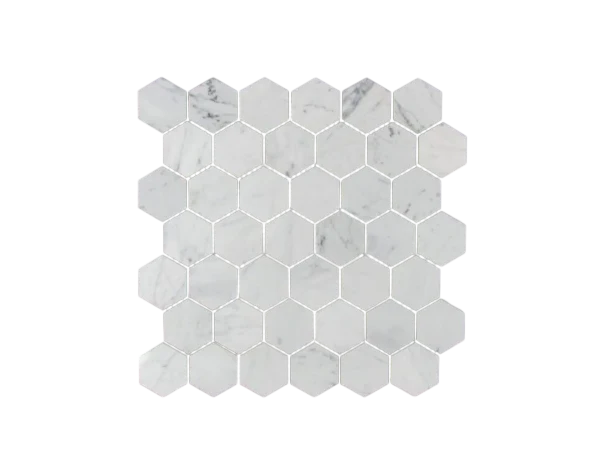 Carrara White 2x2 Hexagon Polished Marble  Mosaic
