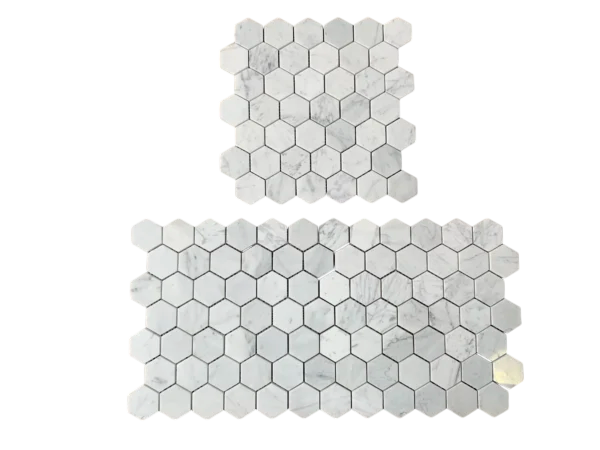 Carrara White 2x2 Hexagon Polished Marble  Mosaic