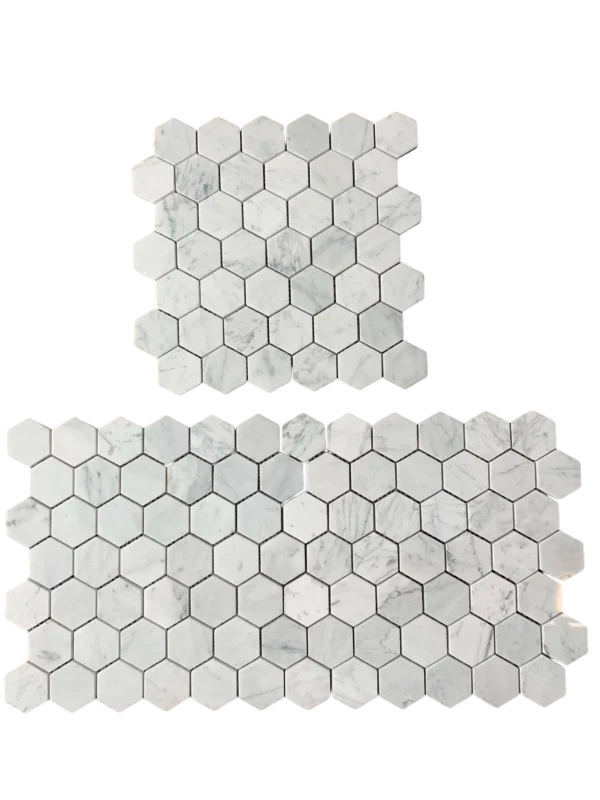 Carrara White 2x2 Hexagon Polished Marble  Mosaic