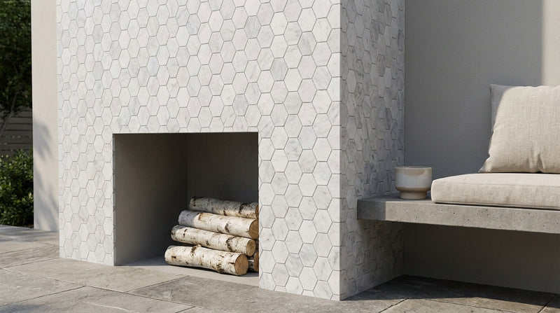 Carrara White Hexagon 3x3 Honed Marble Mosaic