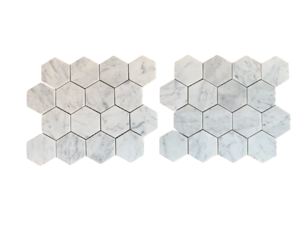 Carrara White 3x3 Hexagon Polished Marble  Mosaic