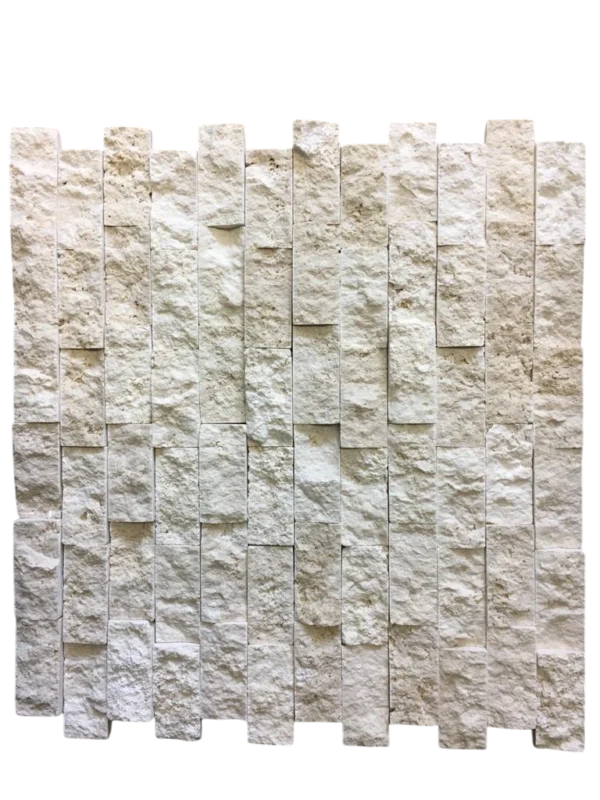Ivory Travertine Mosaic 1x2 5/8" Textured Mosaic