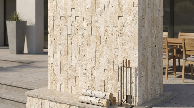 Ivory Travertine Mosaic 1x2 5/8" Textured Mosaic