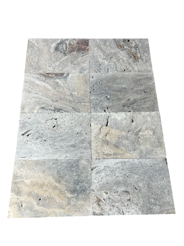Silver Travertine Paver 16x24 Tumbled   1.25 inch