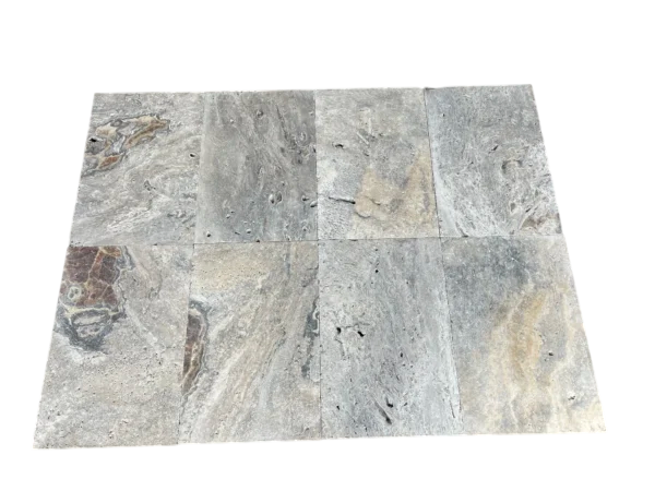 Silver Travertine Paver 16x24 Tumbled   1.25 inch