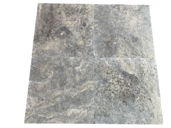 Silver Travertine Paver 24x24 Tumbled   1.25 inch