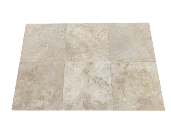 Ivory Travertine Paver 24x24 Tumbled   1.25 inch