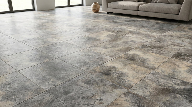 Silver Travertine Tile 18x18 Brushed Chiseled