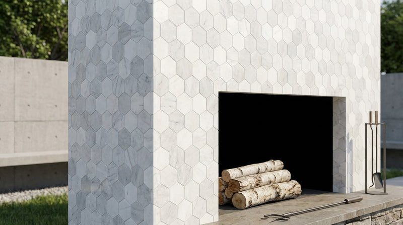 Thassos White Hexagon 3" Polished Marble Mosaic