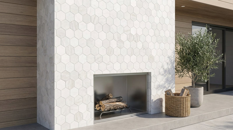 Thassos White Hexagon 2" Polished Marble Mosaic