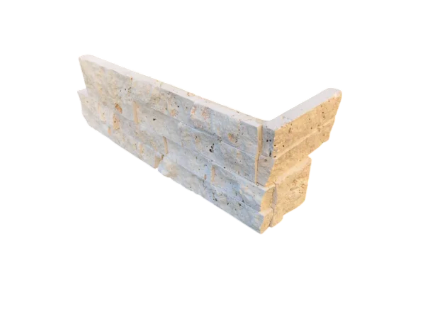 Ivory Travertine Ledger Corner 6x24 Splitface