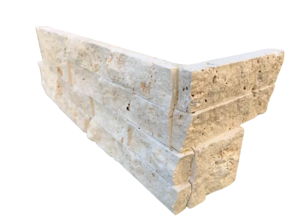 Ivory Travertine Ledger Corner 6x24 Splitface