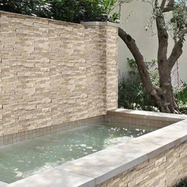 Ivory Travertine Ledger Panel 6x24 Splitface