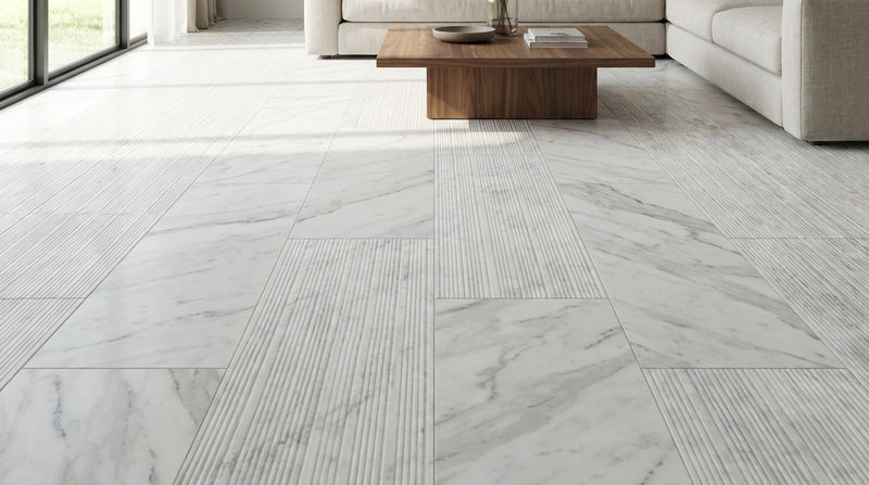 Carrara Bamboo White Marble Tile 12x24