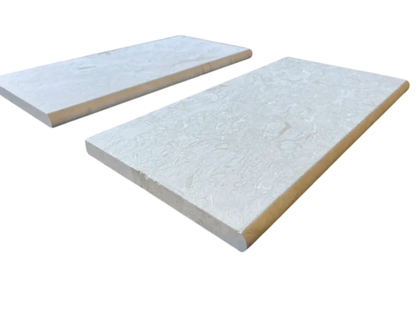 Cardinal Beige Limestone Coping 12x24 Tumbled Bullnose  3 cm
