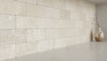 Close-up of Ivory Cordoba Cream Travertine Tumbled 3 x 6 x 3/8 Cross Cut Tile, in Ivory tones.