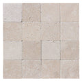 Ivory Cordoba Cream Travertine Tumbled 4 x 4 x 3/8 Cross Cut Tile