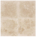 Close-up of Noce Travertine Filled, Honed & Straight Edge 18 x 18 x 1/2 Cross Cut Tile, in Noce tones.