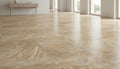 Close-up of Autumn Leaves Scabos Travertine Filled, Honed & Straight Edge 12 x 12 x 3/8 Cross Cut Tile, in Autumn tones.
