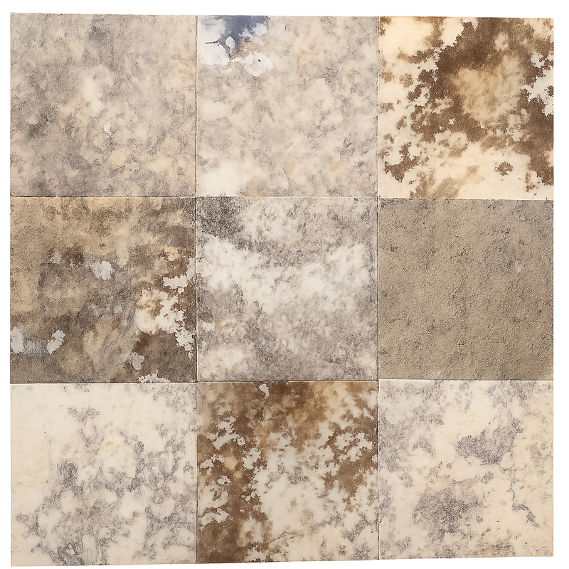 Autumn Leaves Scabos Travertine Tumbled 4 x 4 x 3/8 Cross Cut Tile