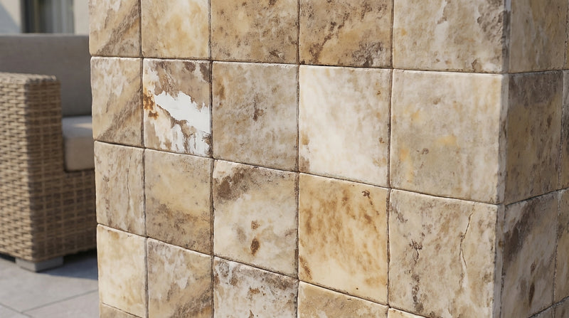 Autumn Leaves Scabos Travertine Tumbled 4 x 4 x 3/8 Cross Cut Tile