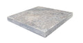 Close-up of Silver Travertine Tumbled 12 x 12 x 3/8 Cross Cut Tile, in Silver tones.