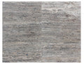 Close-up of Silver Travertine Filled, Honed & Straight Edge 12 x 24 x 1/2 Vein Cut Tile, in Silver tones.