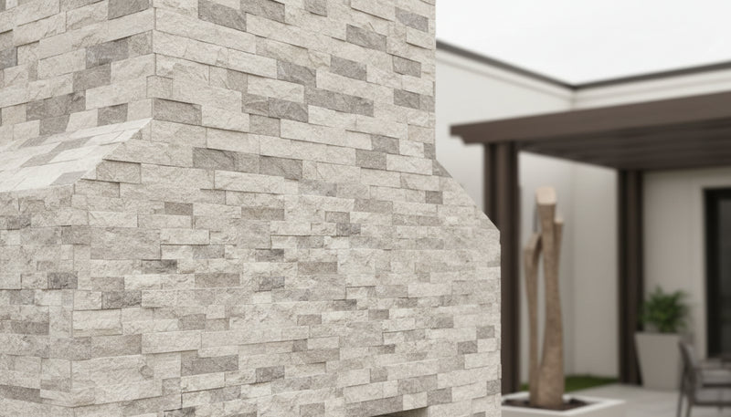 Close-up of Silver Stone Split Face 2, 4, 6(3PC Combo) xfree Stone Veneer, in Silver tones.