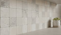 Close-up of Silver Travertine Tumbled 4 x 4 x 3/8 Cross Cut Tile, in Silver tones.