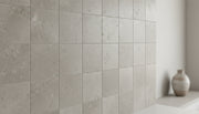 Close-up of Silver Travertine Tumbled 6 x 6 x 3/8 Cross Cut Tile, in Silver tones.