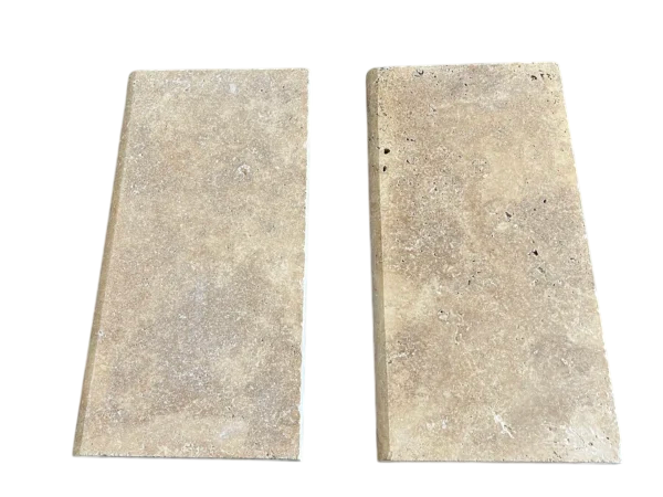 Walnut Bullnose Tumbled 12x24 2" Travertine Pool Coping