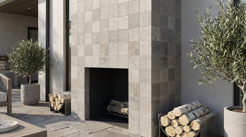 Graphite Antiqued 2x2 Limestone Mosaic