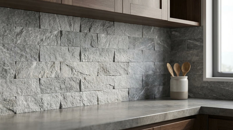 Blue Stone Marble Ledger Corner 6x24 Splitface