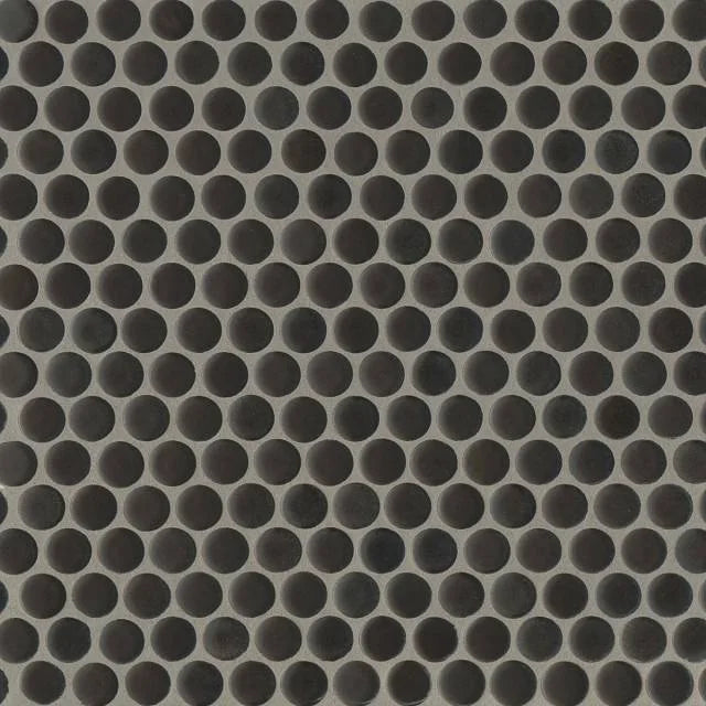 360 Charcoal 3/4 Matte 12x12 Penny Rounds Glass Mosaic