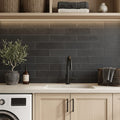 4x16x3/8 Honed Basalt Tile — Laundry Room backsplash