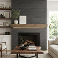 4x16x3/8 Honed Basalt Tile — Living Room fireplace surround