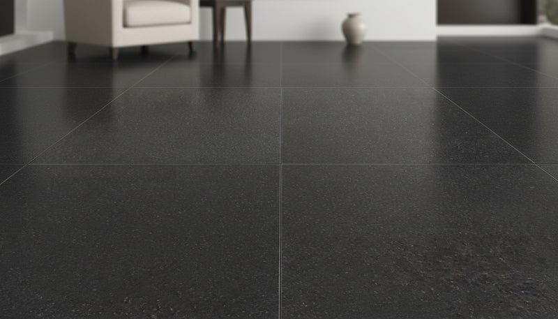 Close-up of Absolute Black Granite Polished 12 x 12 x 3/8 Tile, in Black tones.