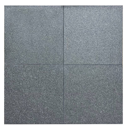 Close-up of Absolute Black Granite Flamed 18 x 18 x 1/2 Tile, in Black tones.