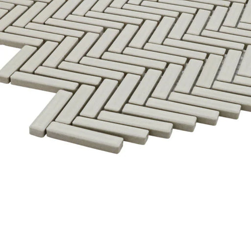 90 Off White 12.25x11 Herringbone Porcelain Mosaic