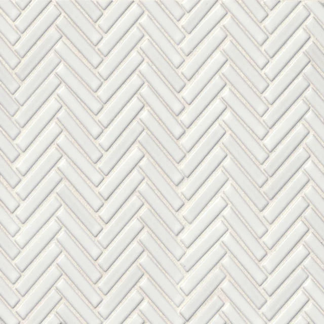 90 White 12.25x11 Herringbone Glass Mosaic