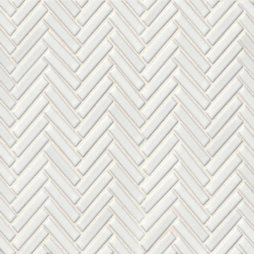 90 White 12.25x11 Herringbone Glass Mosaic