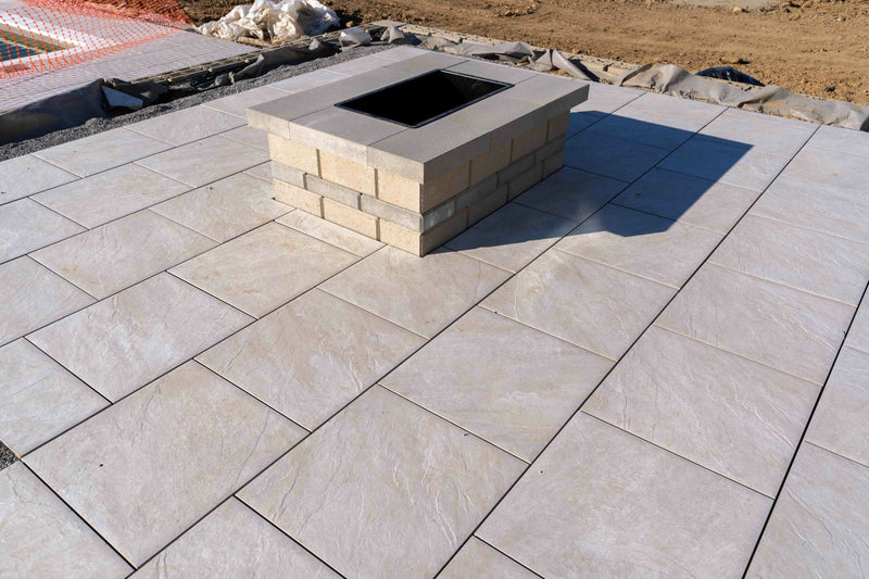 Natural Nuevo Calacatta Porcelain Rough & Straight Edge 24 x 24 x 3/4 Paver
