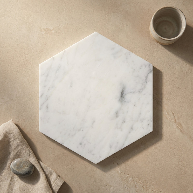 Carrara White (Italian) Marble 3x3 Polished Hexagon Mosaic