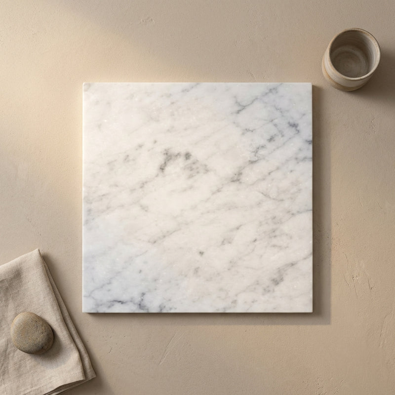 Carrara White (Italian) Marble 18x18 Polished Tile